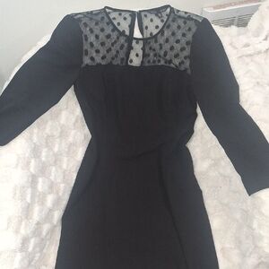 Victoria's Secret Black Dress with Sheer Polka Dot Yoke